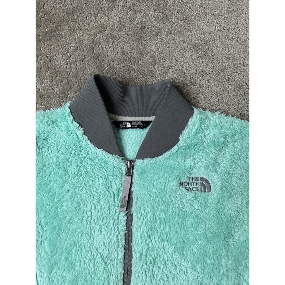 Girls Sweatshirt The North Face Teal Full Zip Fleece Cold Weather, Size XL (18) - Picture 3 of 9